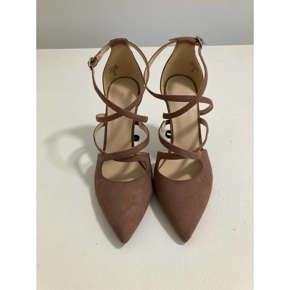 MARC FISHER 6.5 Suede Strappy Pointy Toe Pumps Tan Beige Pink